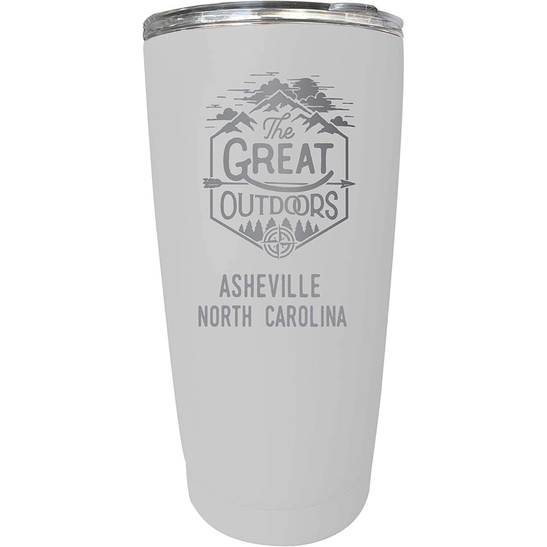 Asheville North Carolina Etched 16 oz Stainless Steel Insulated Tumbler Outdoor Adventure Design Image 1