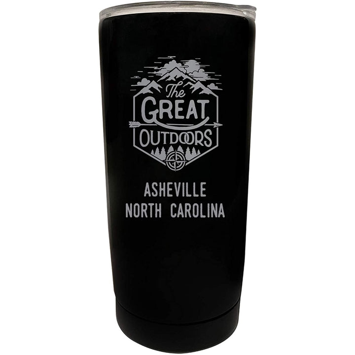 Asheville North Carolina Etched 16 oz Stainless Steel Insulated Tumbler Outdoor Adventure Design Image 2