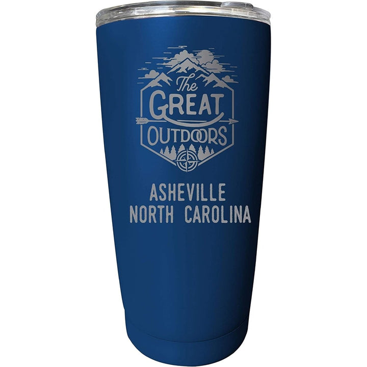 Asheville North Carolina Etched 16 oz Stainless Steel Insulated Tumbler Outdoor Adventure Design Image 1