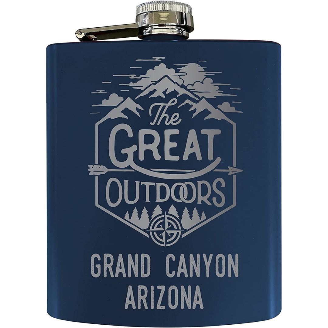 Grand Canyon Arizona Laser Engraved Explore the Outdoors Souvenir 7 oz Stainless Steel Flask Image 1