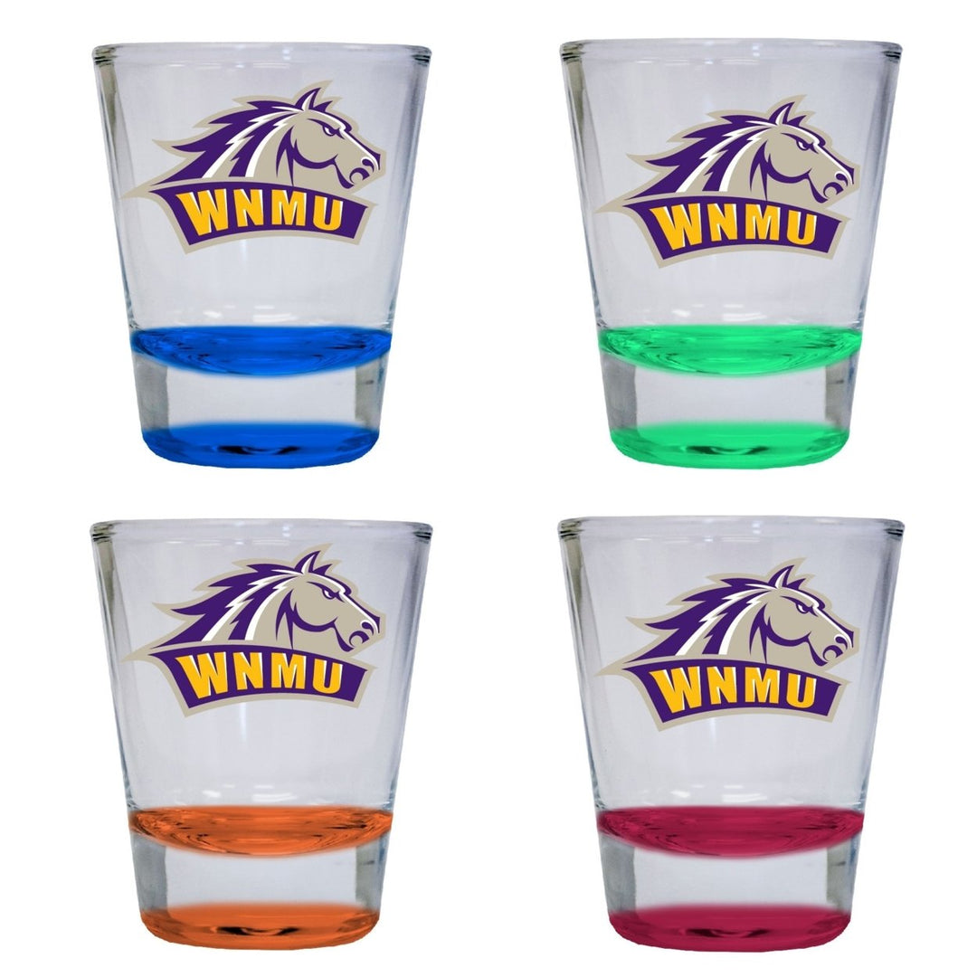 Western Mexico University 2 ounce Color Etched Shot Glasses Image 1