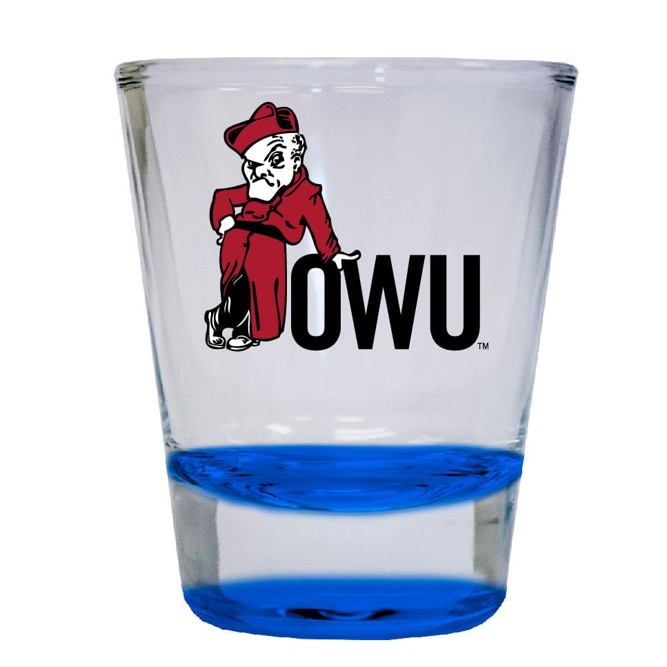 Ohio Wesleyan University 2 ounce Color Etched Shot Glasses Image 1