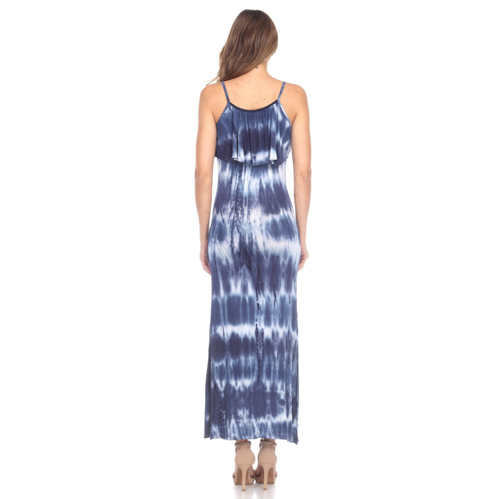 White Mark Tie Dye Maxi Dress Cutout Shoulders Side Pockets Rayon Spandex Sizes S-3X Image 2