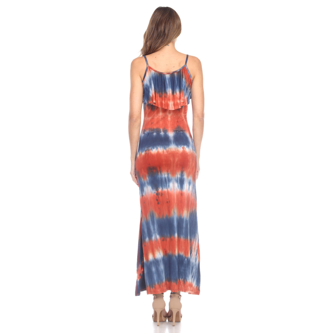 White Mark Tie Dye Maxi Dress Cutout Shoulders Side Pockets Rayon Spandex Sizes S-3X Image 6