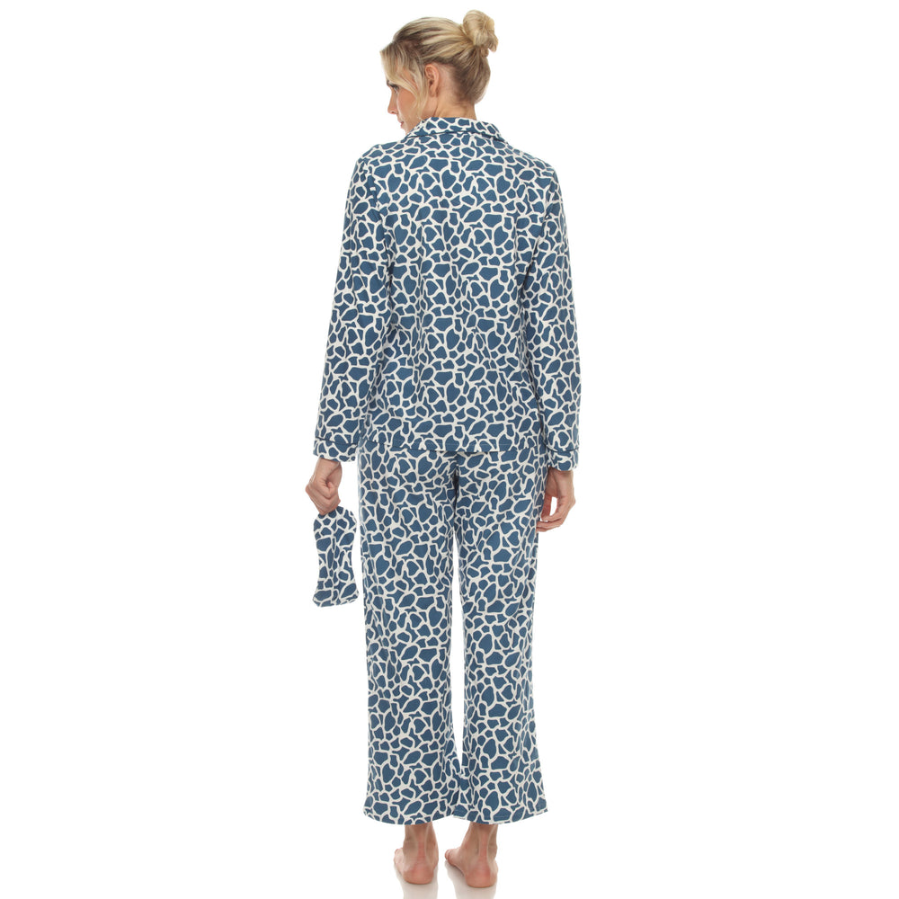 White Mark Womens Animal Print Three-Piece Pajama Set Image 2