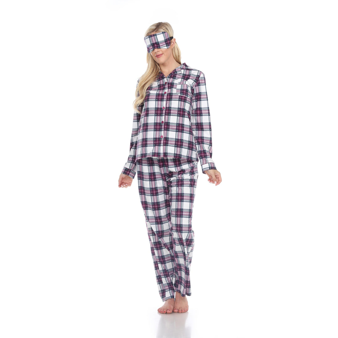 White Mark Womens Three-Piece Pajama Set Long Sleeve Polyester Sleepwear Size XXL Image 1