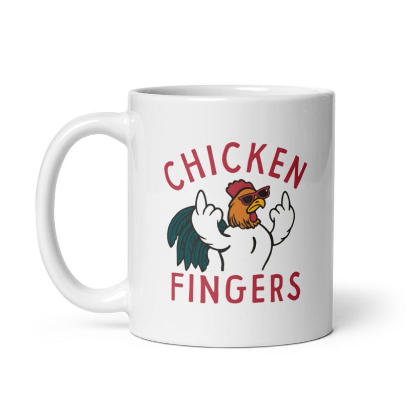 Chicken Fingers Mug Funny Offensive Middle Finger Rooster Cup-11oz Image 1