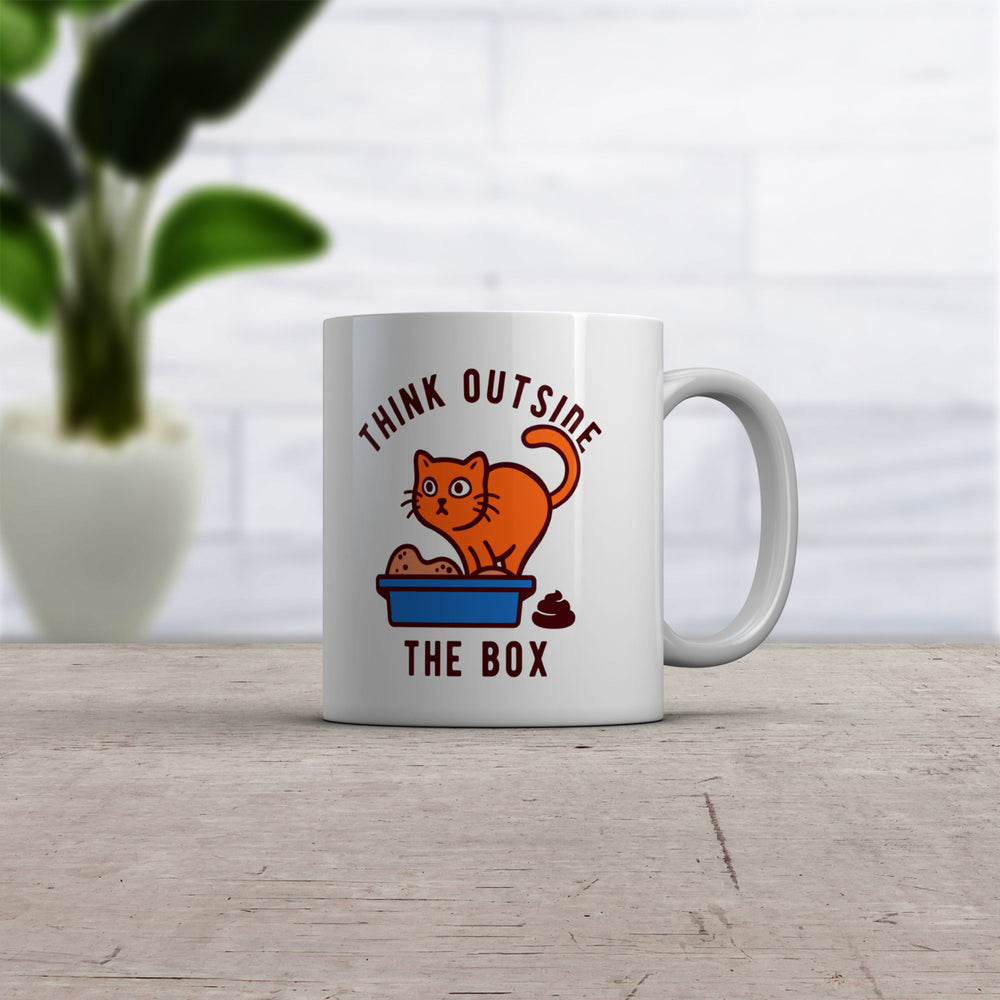 Think Outside The Box Mug Funny Kitty Litter Kitten Poop Joke Cup-11oz Image 2