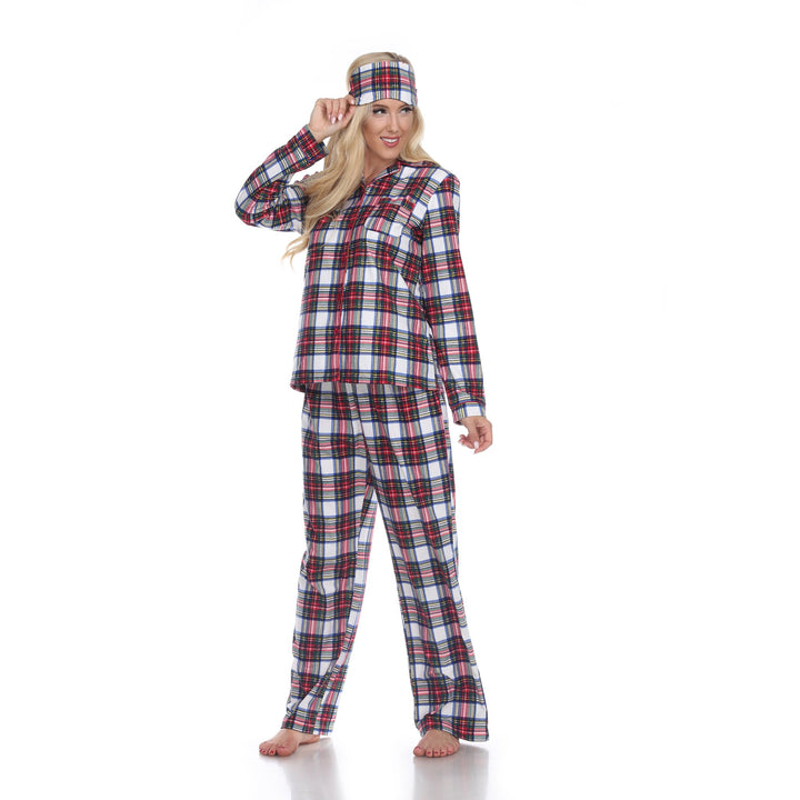 White Mark Womens Three-Piece Pajama Set Long Sleeve Polyester Sleepwear Size XXL Image 1