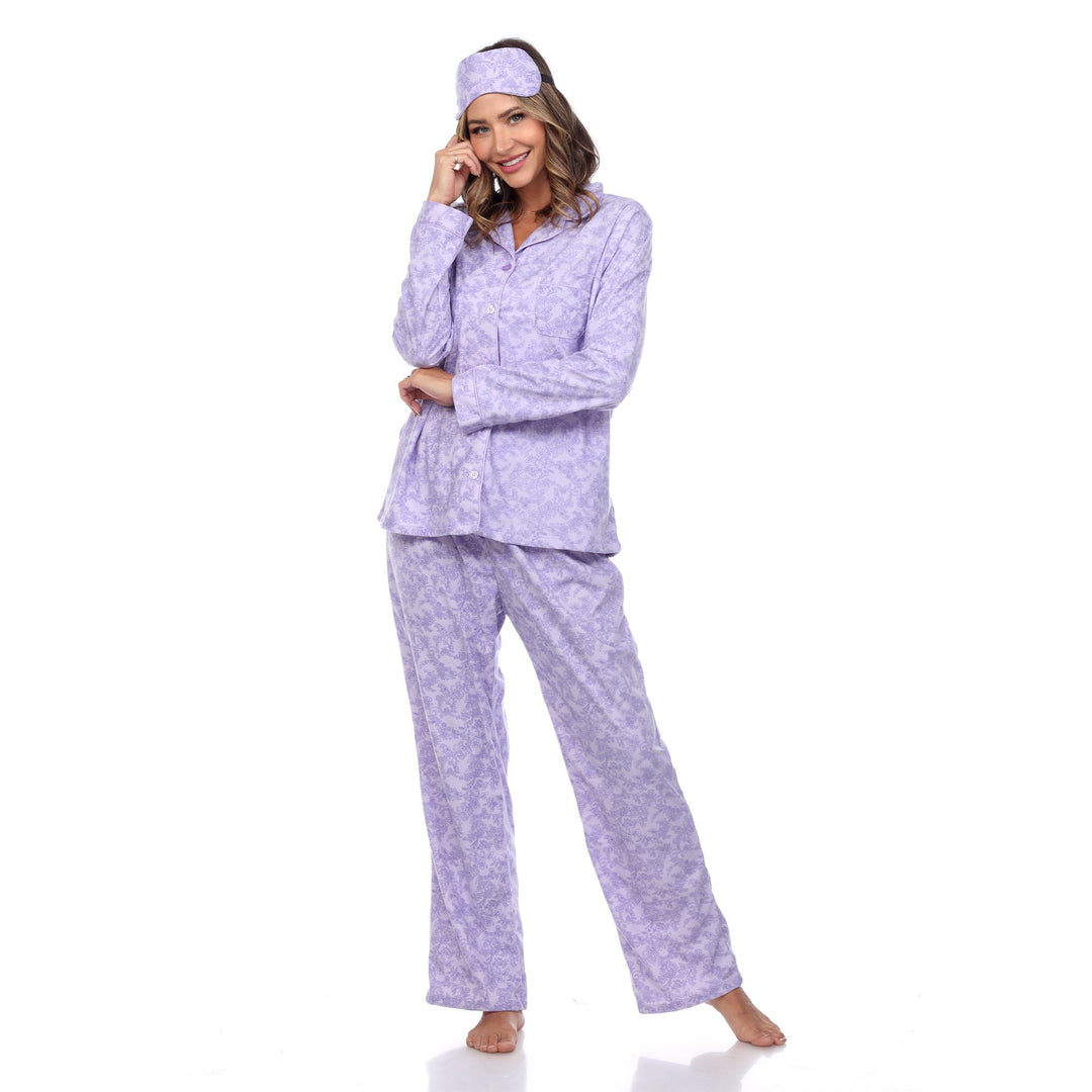 White Mark Womens Three-Piece Pajama Set Long Sleeve Polyester Sleepwear Size XXL Image 4