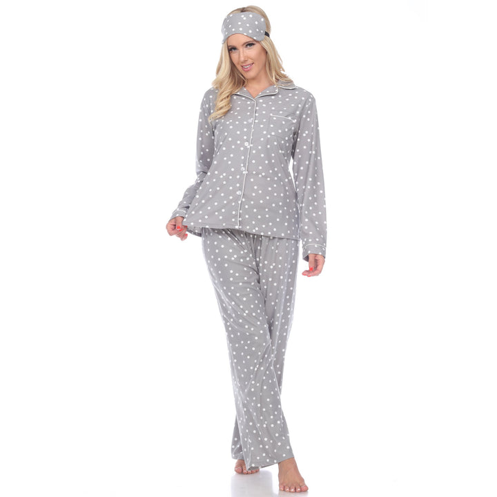 White Mark Womens Three-Piece Pajama Set Long Sleeve Polyester Sleepwear Size XXL Image 8