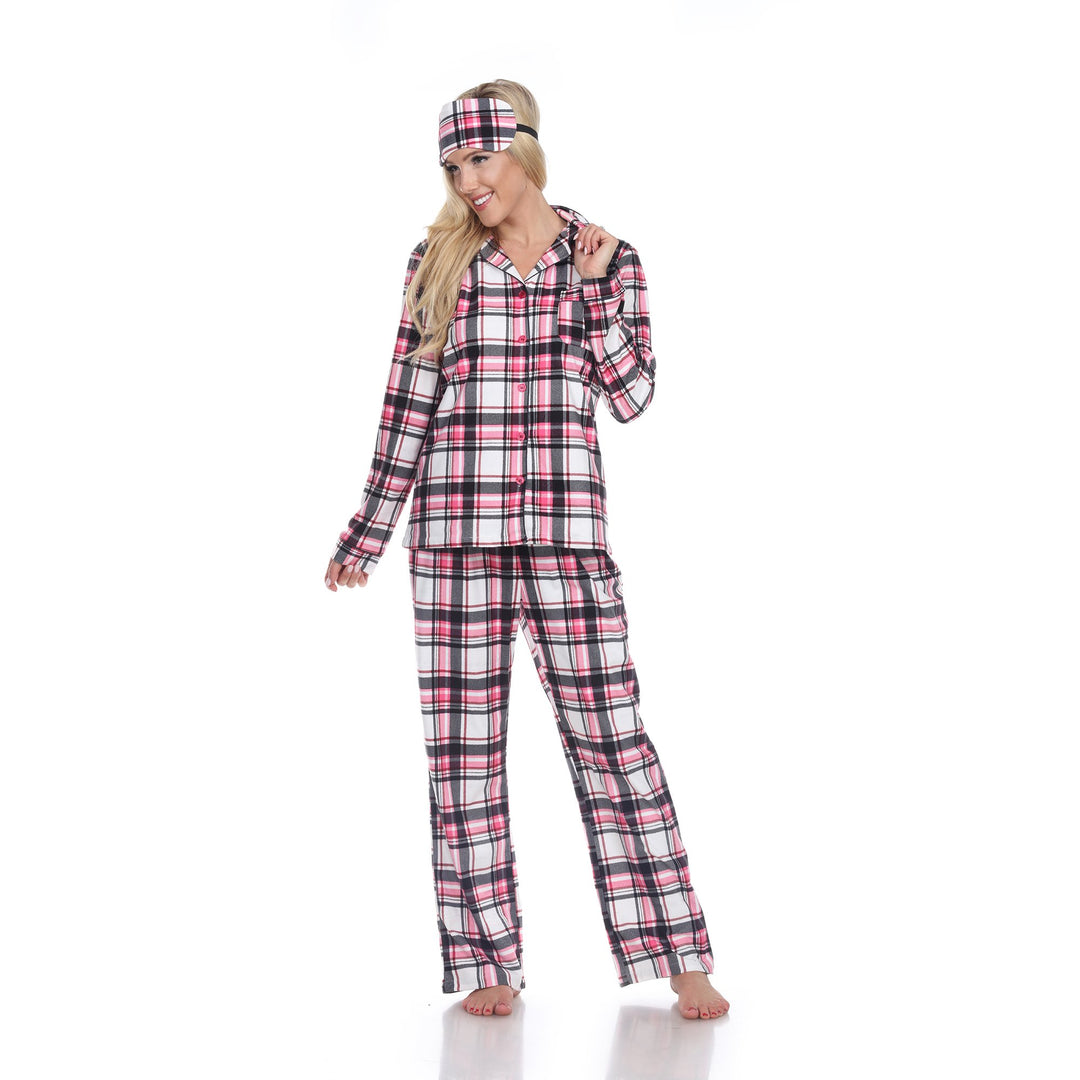 White Mark Womens Three-Piece Pajama Set Long Sleeve Polyester Sleepwear Size XXL Image 1