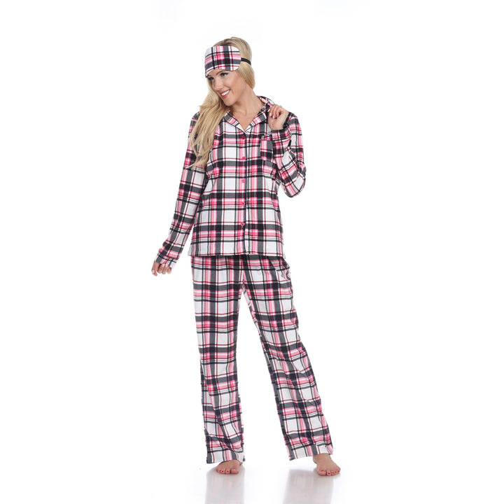 White Mark Womens Three-Piece Pajama Set Long Sleeve Polyester Sleepwear Size XXL Image 7