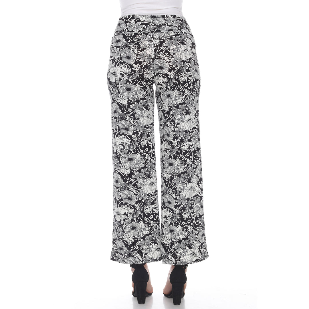 White Mark Womens Floral Paisley Palazzo Pants Wide Leg Adjustable Waist Size XS-3X Image 2