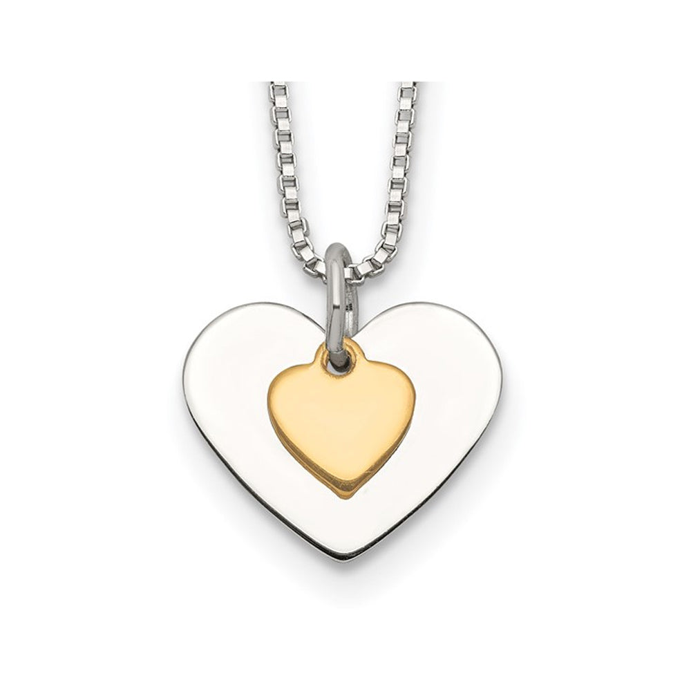 Sterling Silver Double Heart Pendant Necklace with Box Chain Image 1