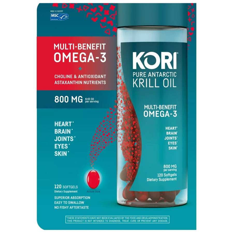 Kori Pure Antarctic Krill Oil Multi-Benefit Omega-3 800 mg. (120 Count) Image 1