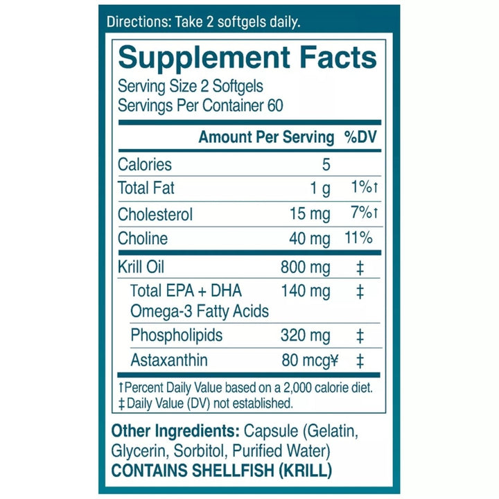 Kori Pure Antarctic Krill Oil Multi-Benefit Omega-3 800 mg. (120 Count) Image 3