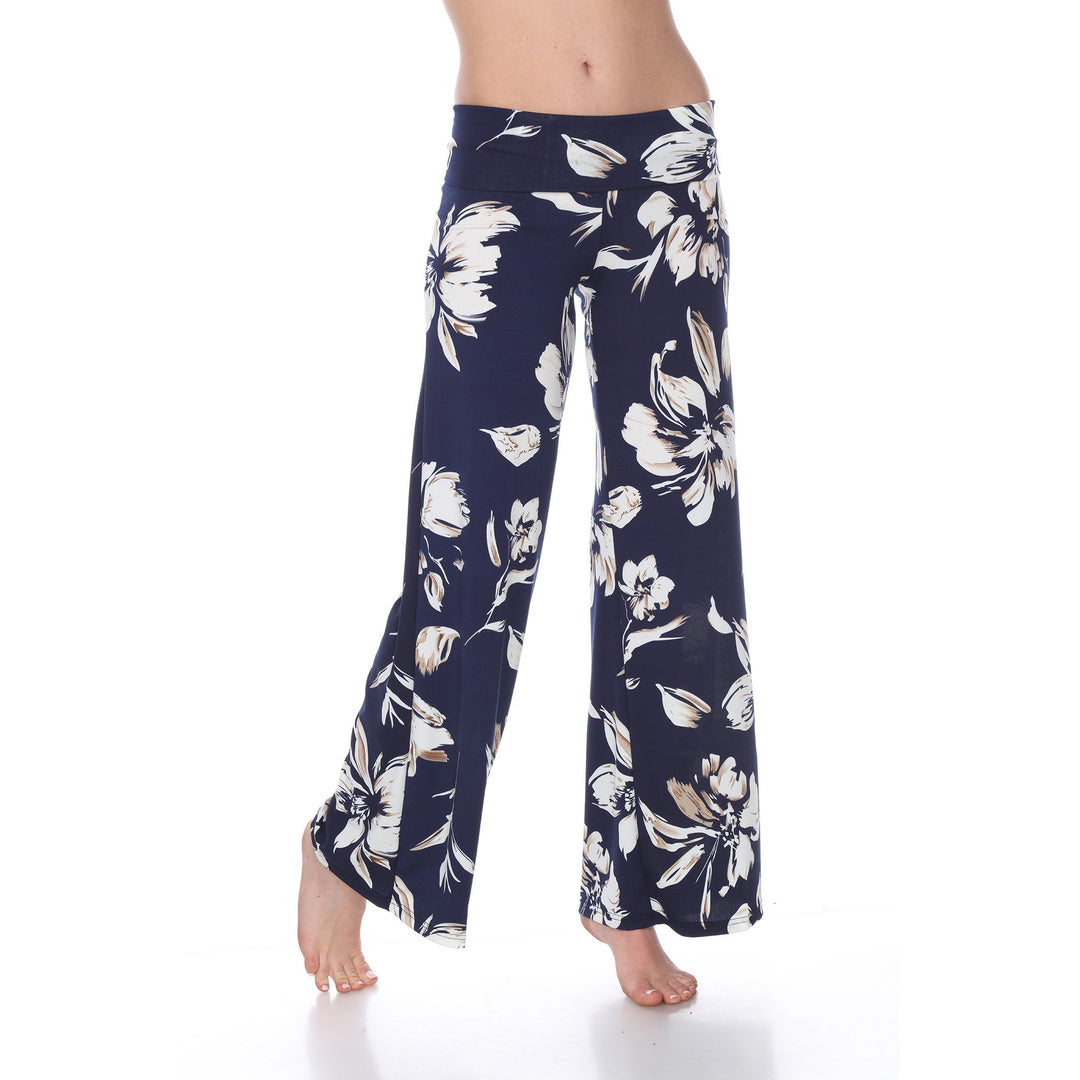 White Mark Womens Floral Palazzo Pants Lightweight Wide Leg Size S-4X 95% Polyester Image 3