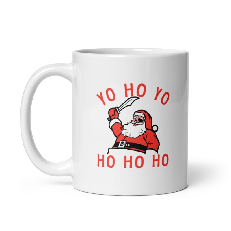 Yo Ho Yo Mug Funny Xmas Party Santa Pirate Joke Cup-11oz Image 1