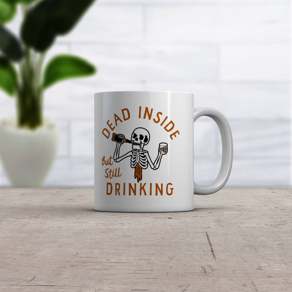 Dead Inside But Still Drinking Mug Funny Spooky Drunk Skeleton Cup-11oz Image 2