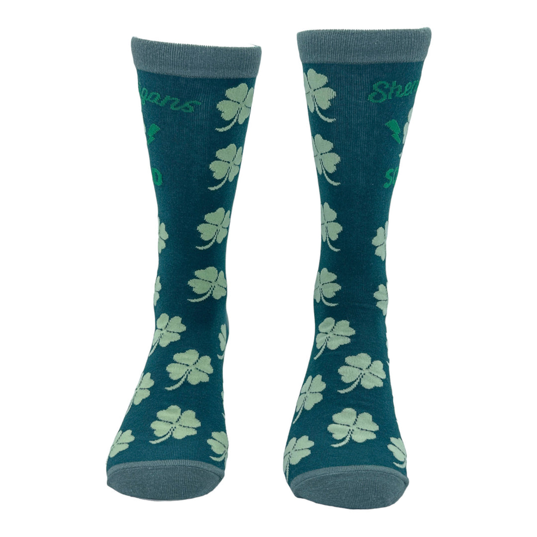 Womens Shenanigans Squad Socks Funny St Paddys Day Novelty Clover Footwear Image 4