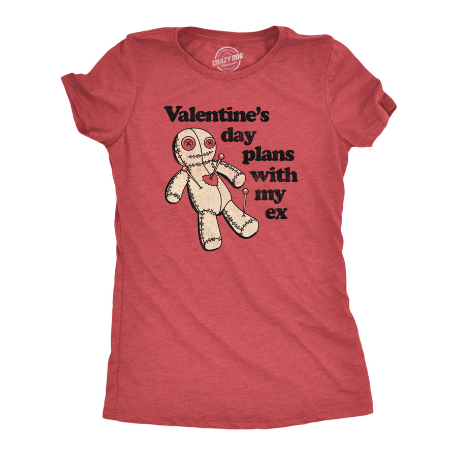 Womens Valentines Day Plans With My Ex T Shirt Funny Voodoo Doll Joke Tee For Ladies Image 1
