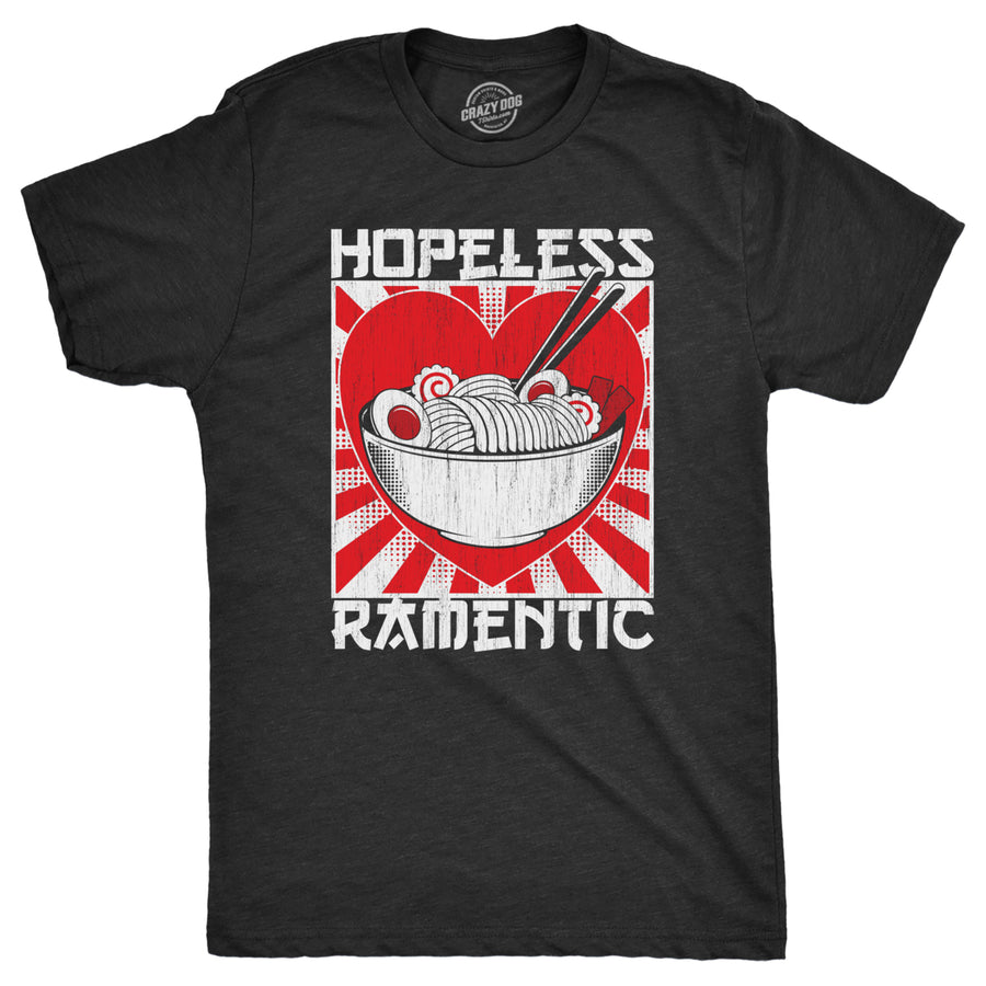 Mens Hopeless Ramentic T Shirt Funny Ramen Noodle Takeout Lovers Tee For Guys Image 1