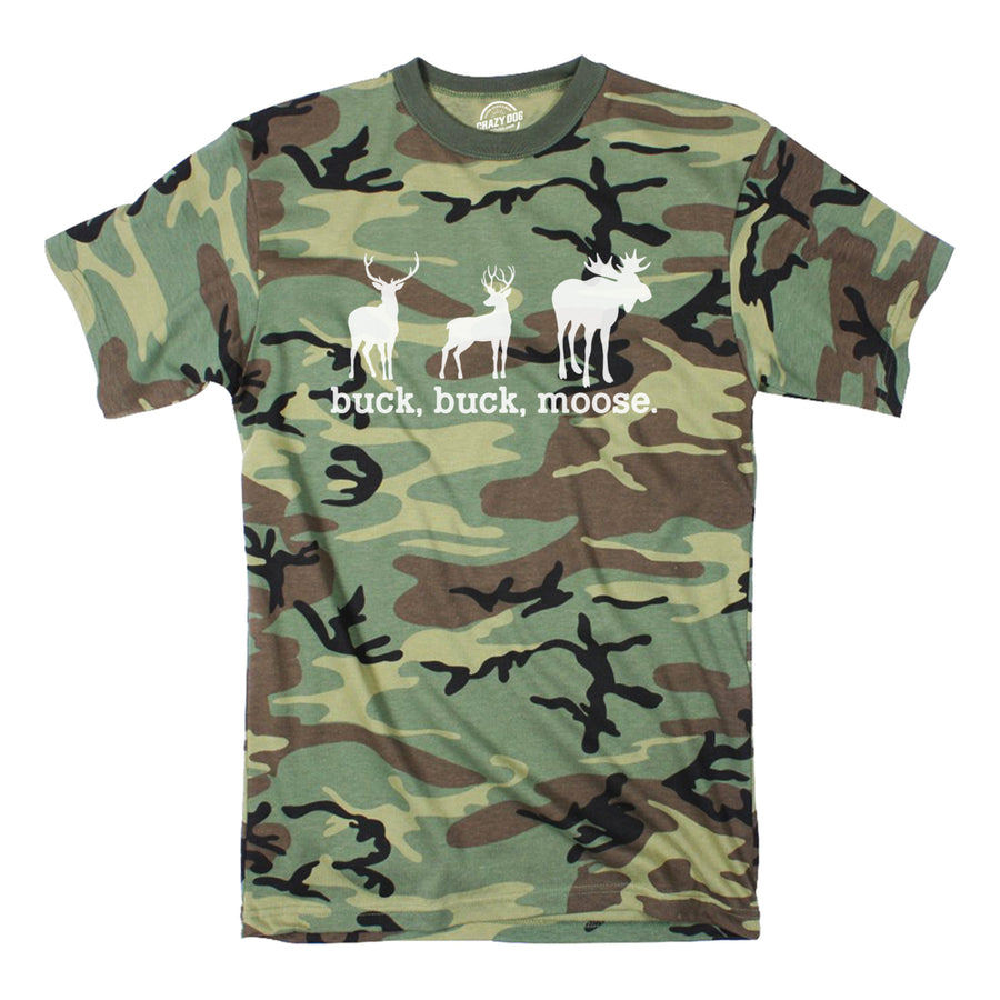 Buck Buck Moose Camo T Shirt Funny Deer Hunting Joke Tee For Guys Image 1