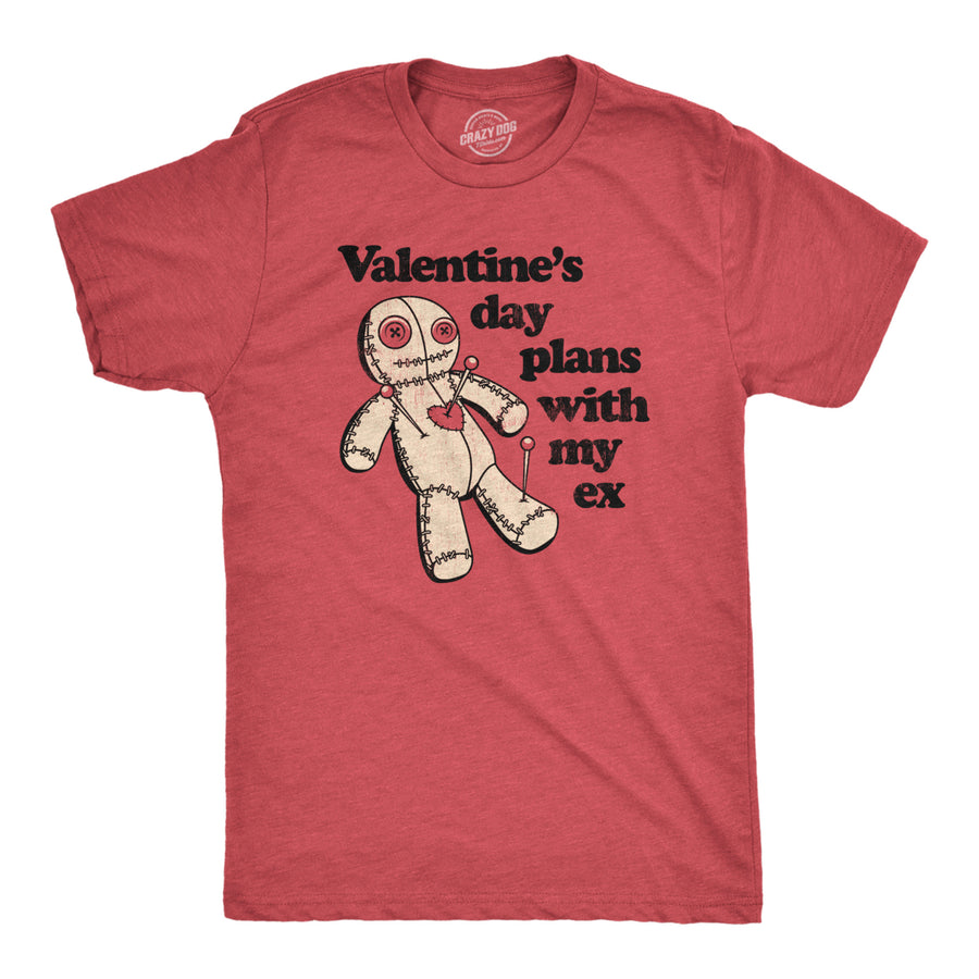 Mens Valentines Day Plans With My Ex T Shirt Funny Voodoo Doll Joke Tee For Guys Image 1