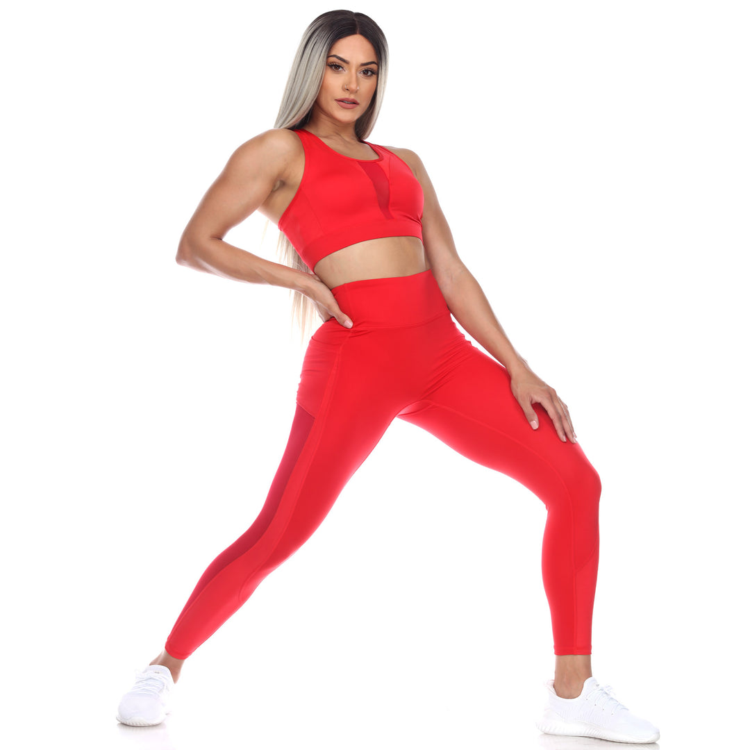 High-Waist Mesh Fitness Leggings Image 9