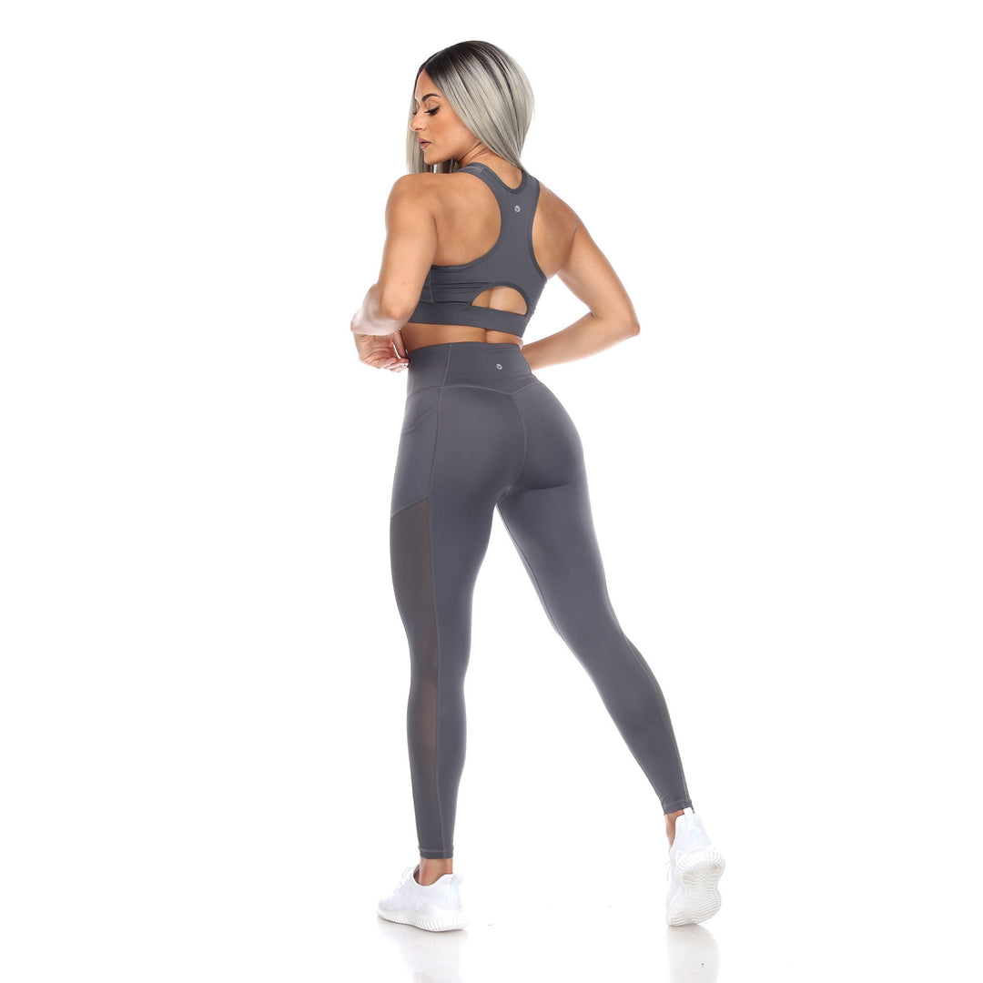 White Mark Women s Racer Back Sports Bra and Mesh Leggings Set Image 8