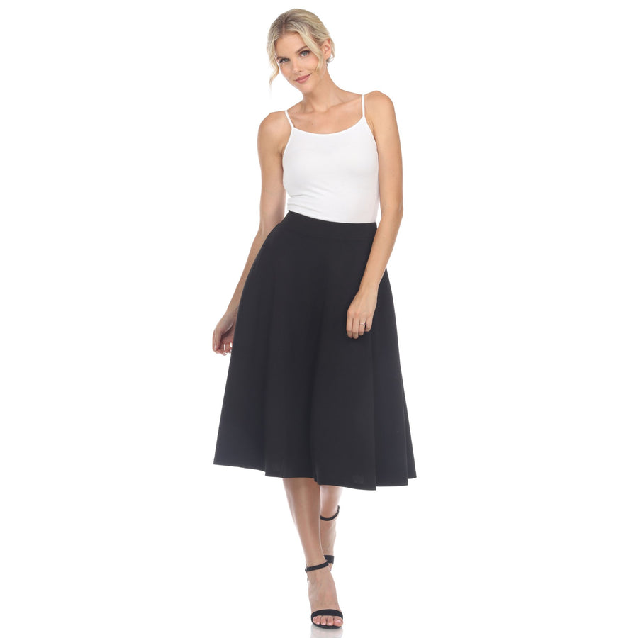 White Mark Womens Flared Midi Skirt with Pockets Image 1
