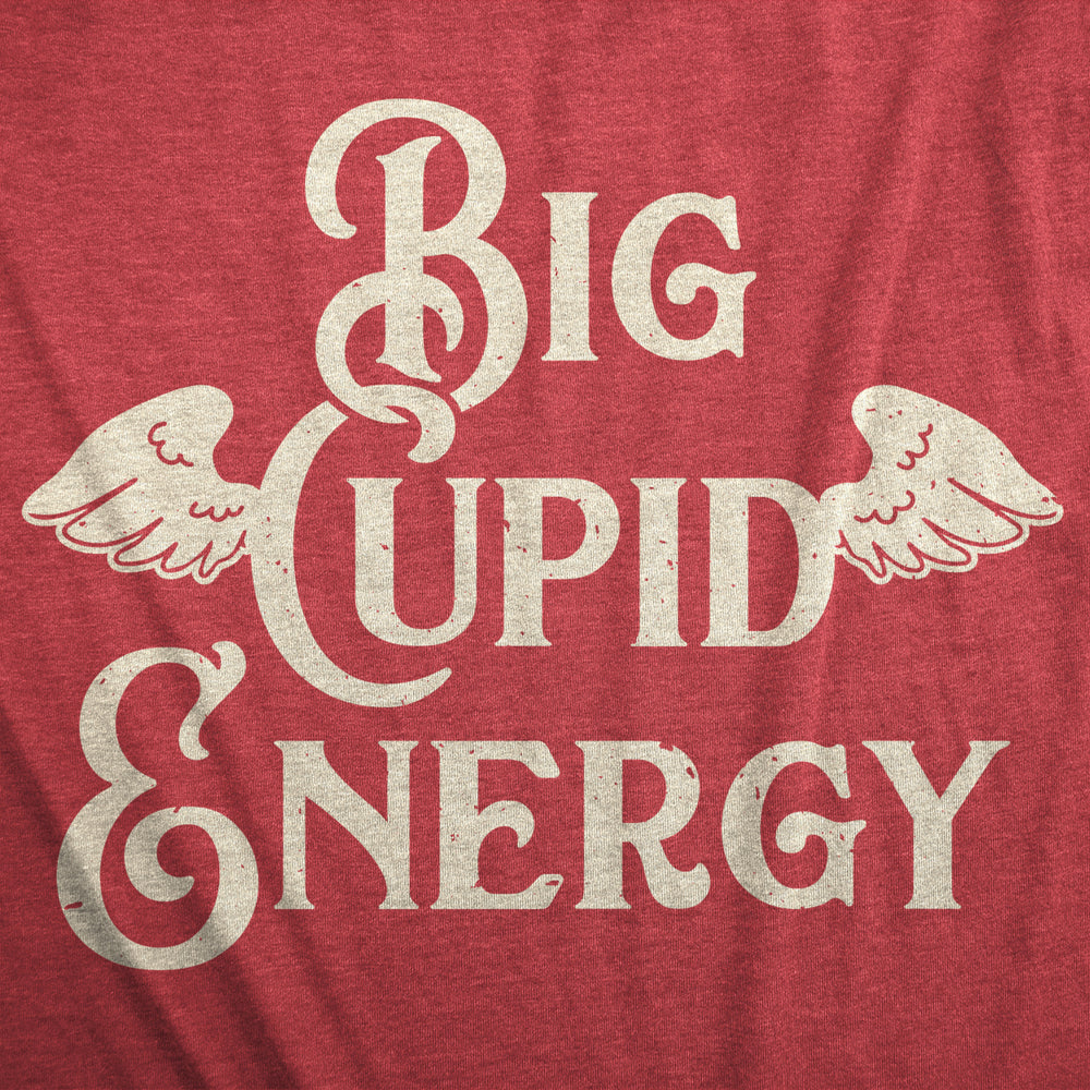 Mens Big Cupid Energy T Shirt Funny Cute Valentines Day Vibes Angel Wings Tee For Guys Image 2