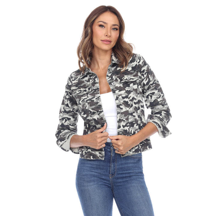 White Mark Womens Camo Denim Jacket Cotton Blend Sizes S to 4X Outdoor Fashion Image 1