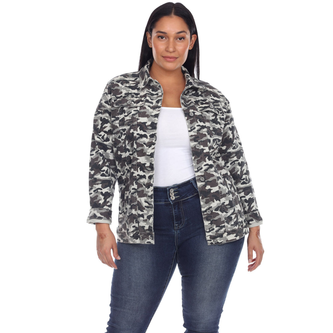 White Mark Womens Camo Denim Jacket Image 3