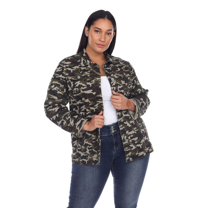 White Mark Womens Camo Denim Jacket Cotton Blend Sizes S to 4X Outdoor Fashion Image 6