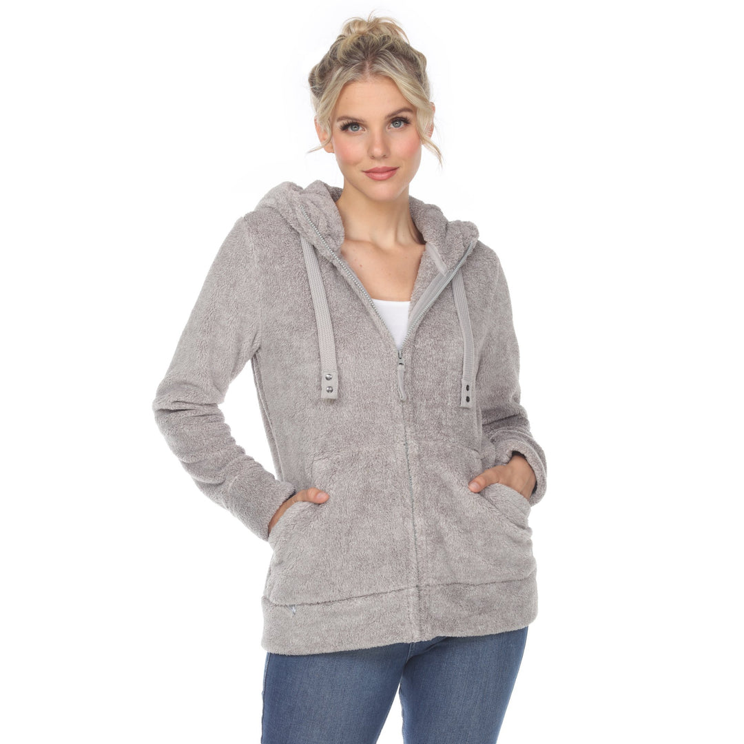 White Mark Womens Hooded Sherpa Jacket Zip Front Fleece Cozy Size S-3X Image 1