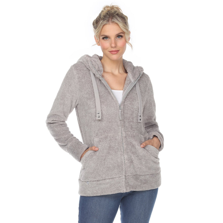 White Mark Womens Hooded Sherpa Jacket Zip Front Fleece Cozy Size S-3X Image 6