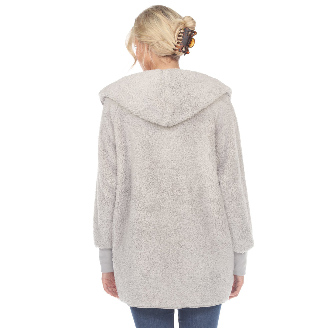 White Mark Womens Plush Hooded Cardigan with Pockets S/M L/XL 1X/2X 3X/4X Image 10