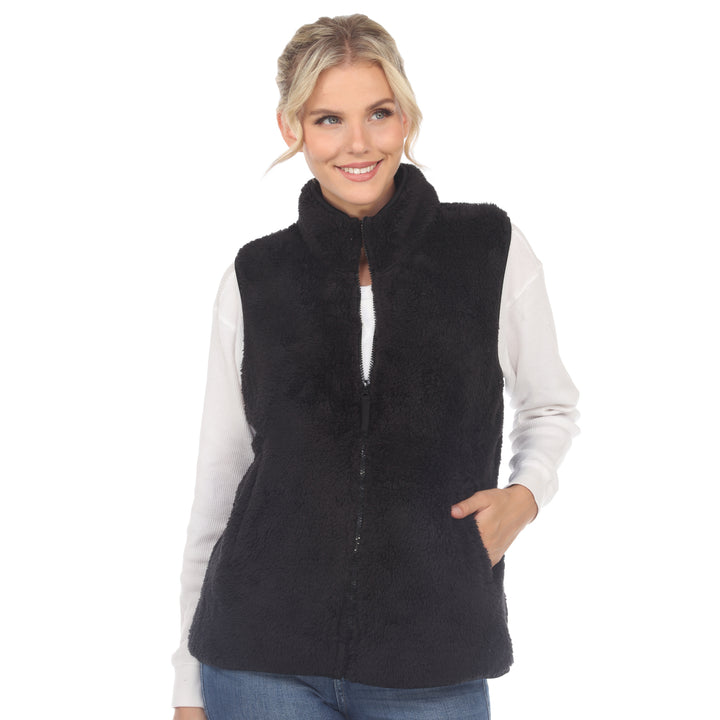 White Mark Womens Zip-Up Sherpa Vest Cozy Layer Soft Polyester Sizes S-3X Image 1