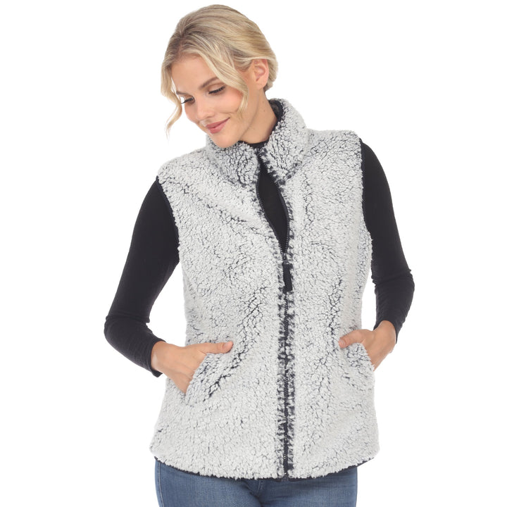 White Mark Womens Zip-Up Sherpa Vest Cozy Layer Soft Polyester Sizes S-3X Image 1