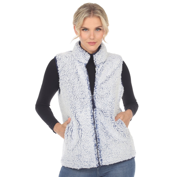 White Mark Womens Zip-Up Sherpa Vest Cozy Layer Soft Polyester Sizes S-3X Image 8