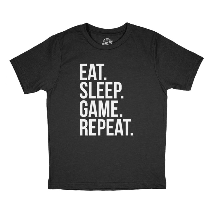 Youth Eat Sleep Game Repeat T Shirt Funny Nerdy Gamer Tee For Kids Image 1