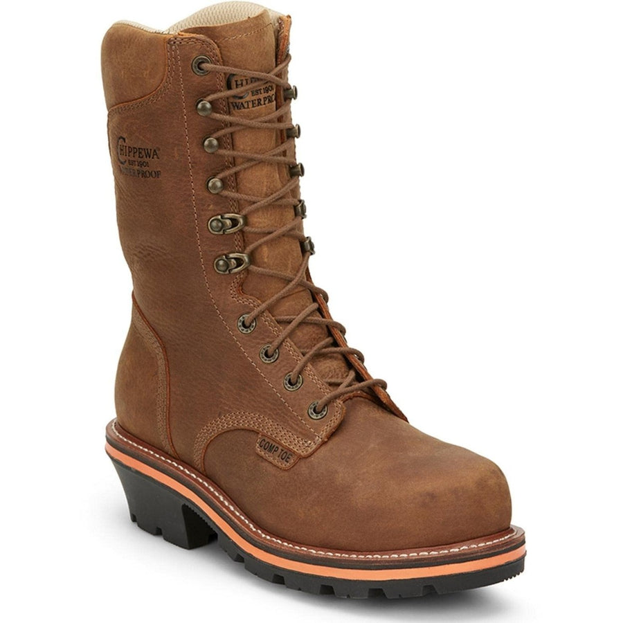 Chippewa Men's 10" Thunderstruck Logger Waterproof Composite Toe Insulated Lace-Up Work  Boot Brown - TH1030 ONE SIZE Image 1