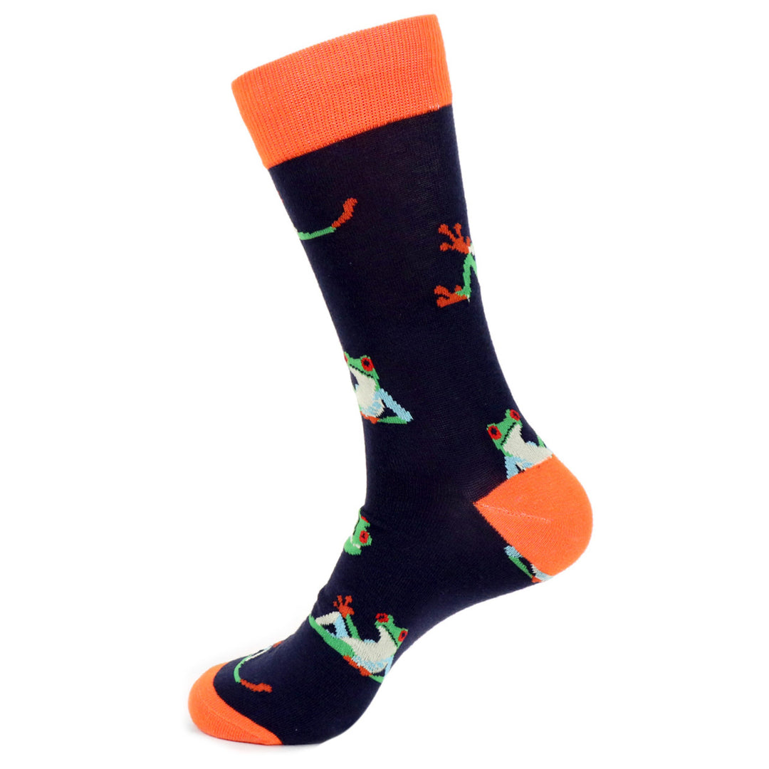 Costa Rica Beach Frog Socks Fun Crazy Red Eye Tree Frog Socks Novelty Crew Socks Image 1