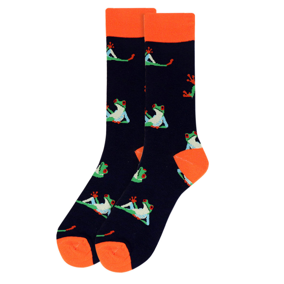 Costa Rica Beach Frog Socks Fun Crazy Red Eye Tree Frog Socks Novelty Crew Socks Image 2