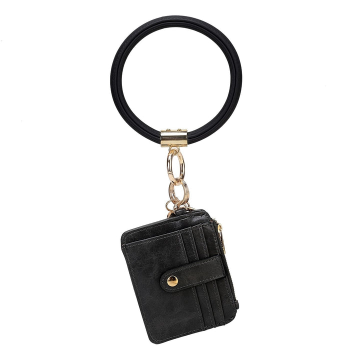 Jordyn Vegan Leather Bracelet Keychain with a Credit Card Holder Image 3