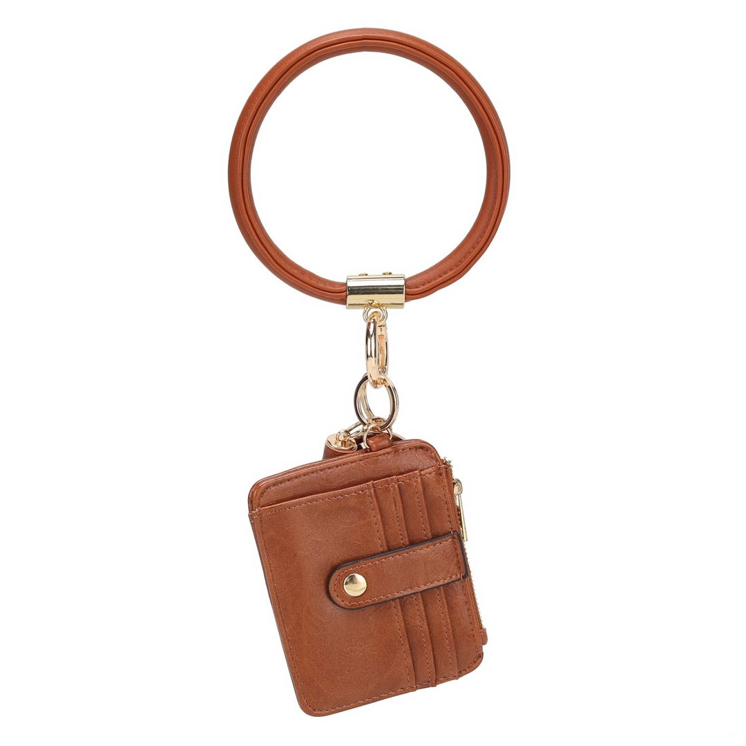 Jordyn Vegan Leather Bracelet Keychain with a Credit Card Holder Image 4