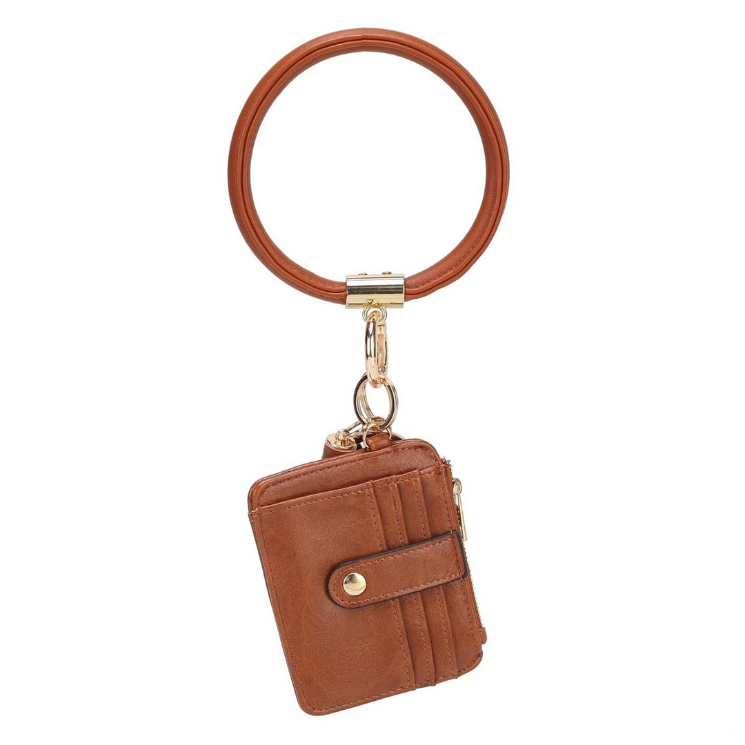 Jordyn Vegan Leather Bracelet Keychain with a Credit Card Holder Image 1