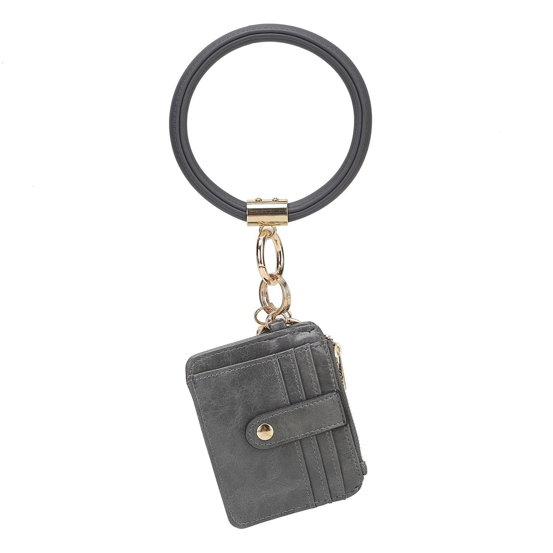 Jordyn Vegan Leather Bracelet Keychain with a Credit Card Holder Image 4